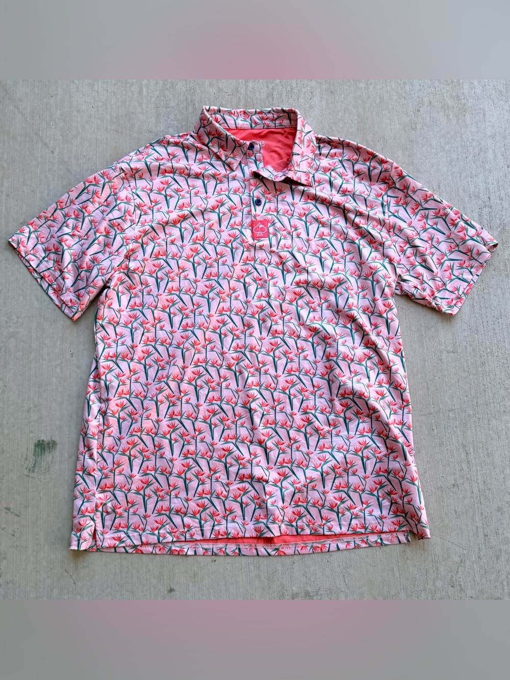 Pins And Aces Golf Polo Floral All Over Print Stretch Size. 2XL